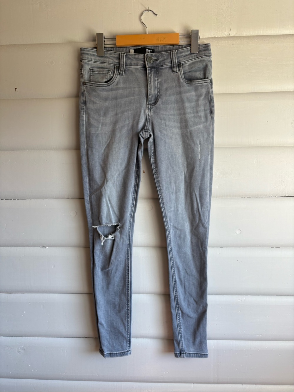 KUT From the Kloth Mia Toothpick Skinny Jeans Gray Wash Size 6